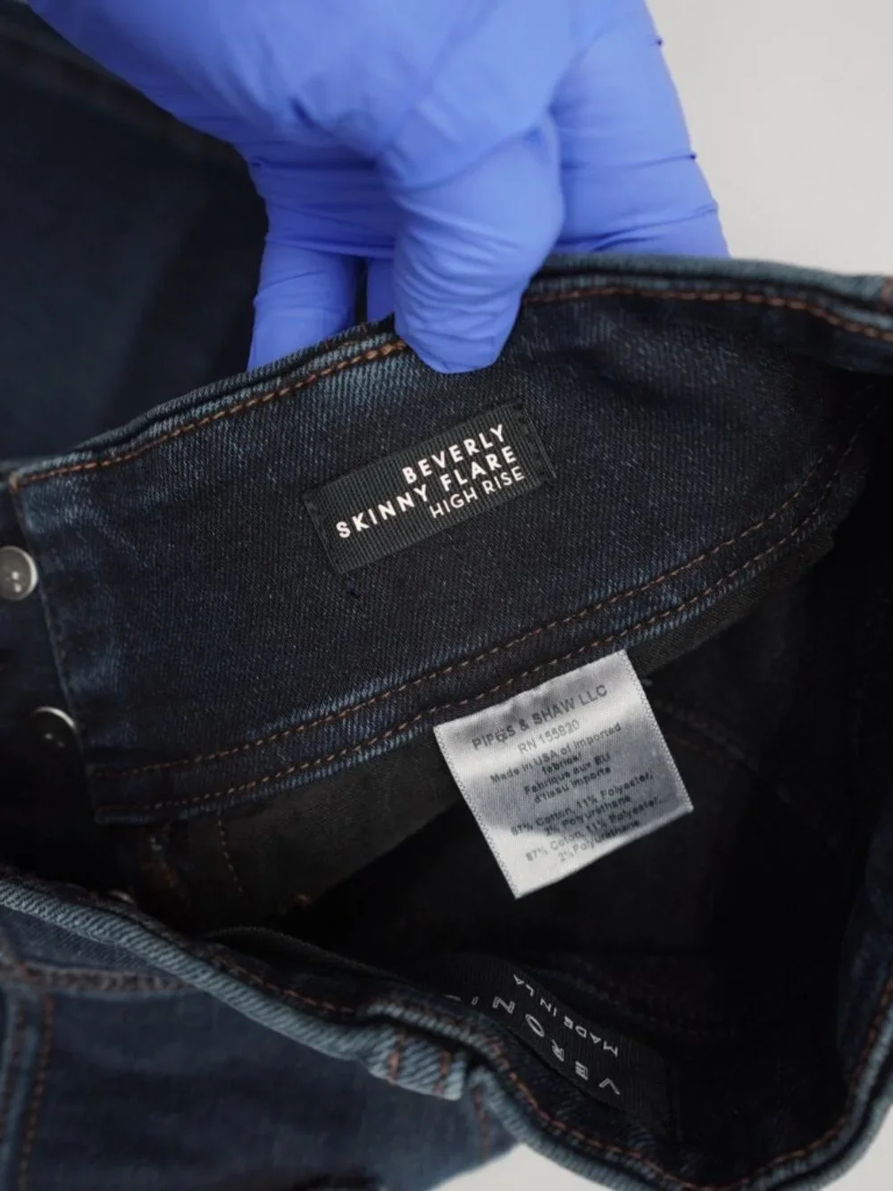 Veronica Beard Beverly Skinny Flare High Rise Jeans in Dark Ink 25 - Picture 7 of 12